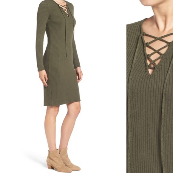 ❣️❗️FINAL PRICE➖DONATING SOON. Lace up mauve ribbed dress - Picture 5 of 6