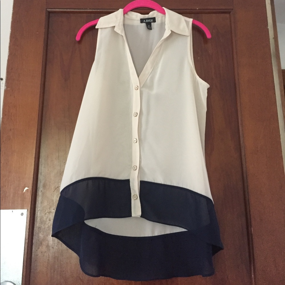 A. Byers Women's Collared Blouse Sheer Sz M