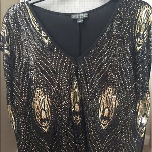 Black and gold sequined top