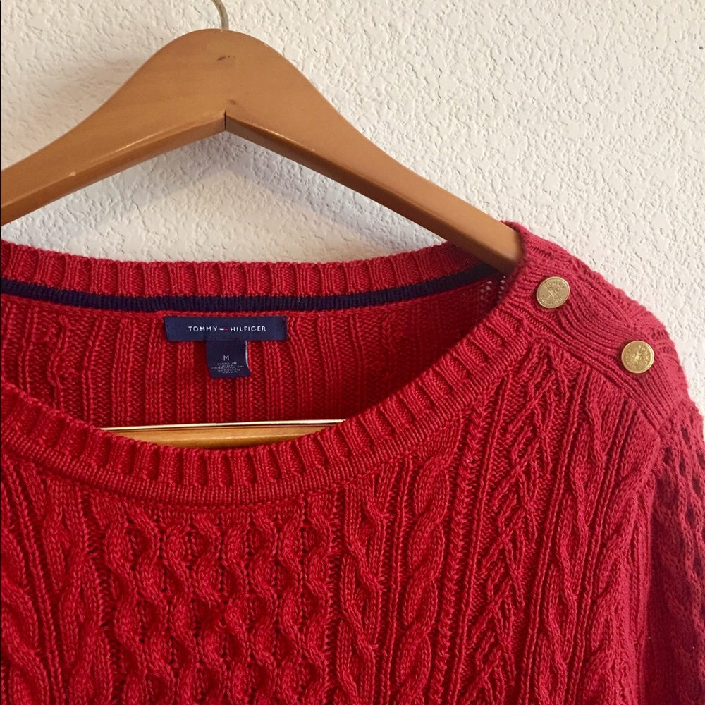 Tommy Hilfiger NEW red cable knit sweater size M