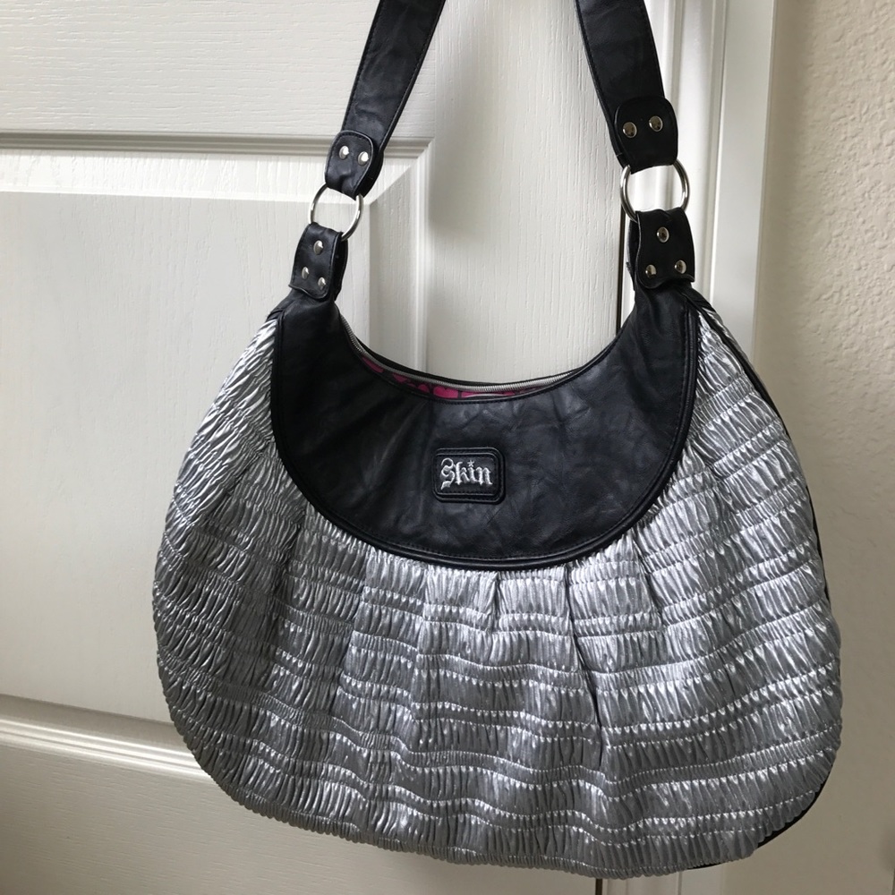 Silver and black Hobo look bag