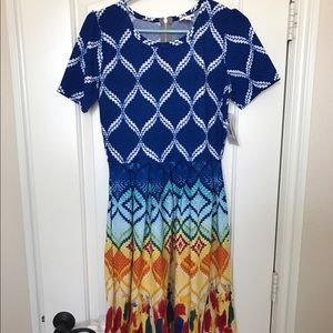 Lularoe Unicorn Amelia blue orange red BNWT Large