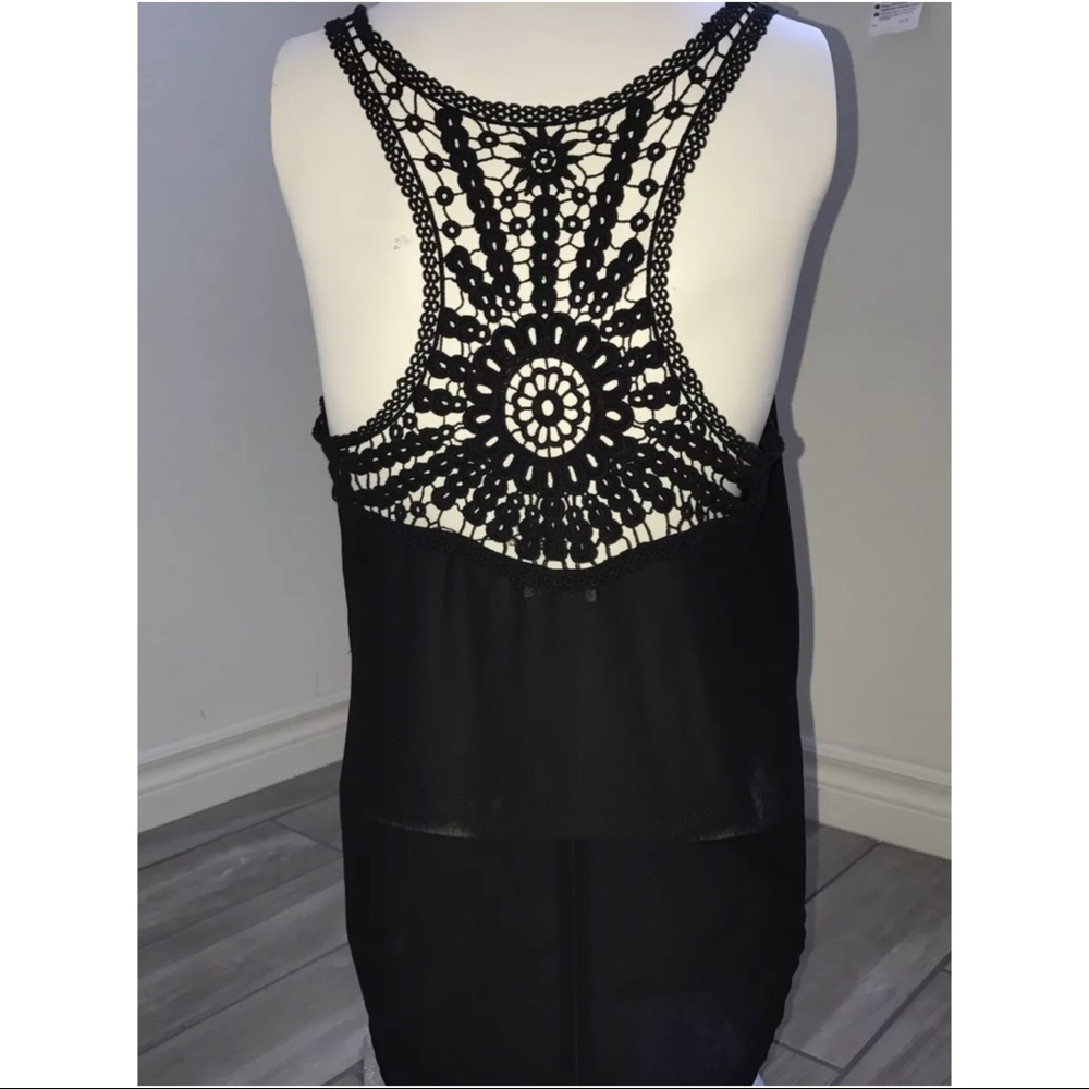 PHANUEL WMN SZ SMALL BLK HI/LO TOP LACE DETAIL