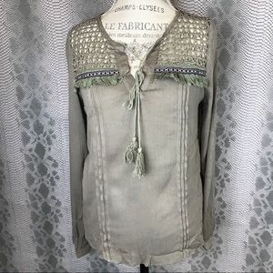 Boho cut out mesh tribal bohemian long shirt