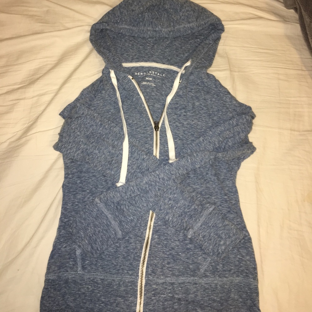 Aéropostale Solid Light-Weight Full-Zip Hoodie