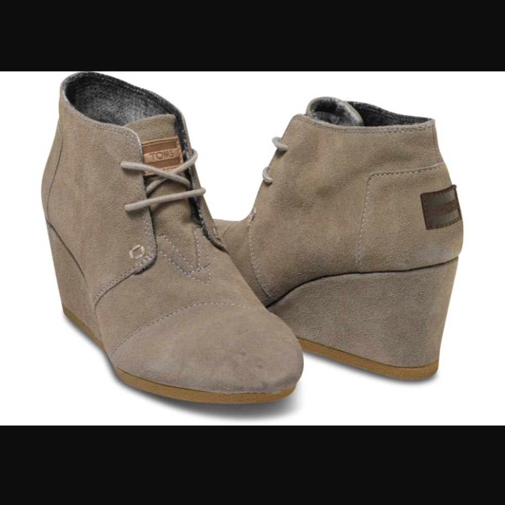 Toms Taupe Suede Desert Wedges