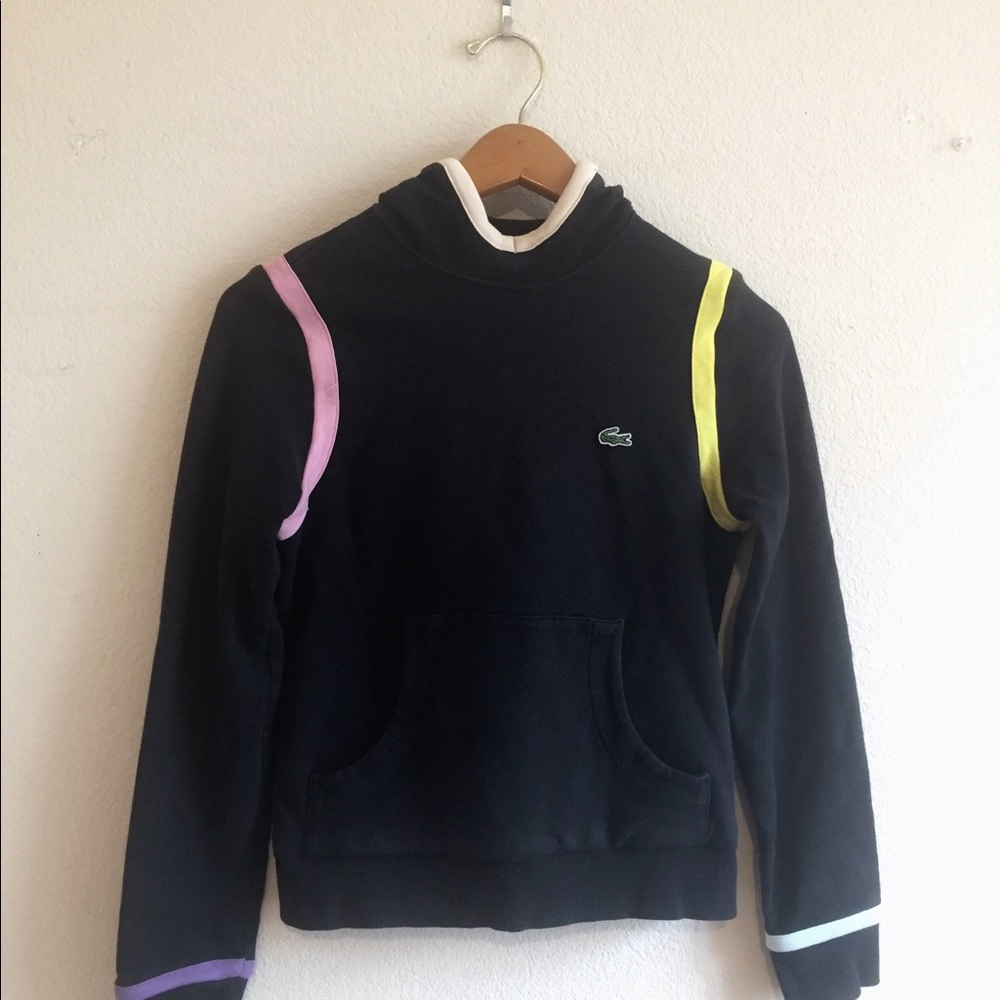 Black minimalist Lacoste pullover sweatshirt size2