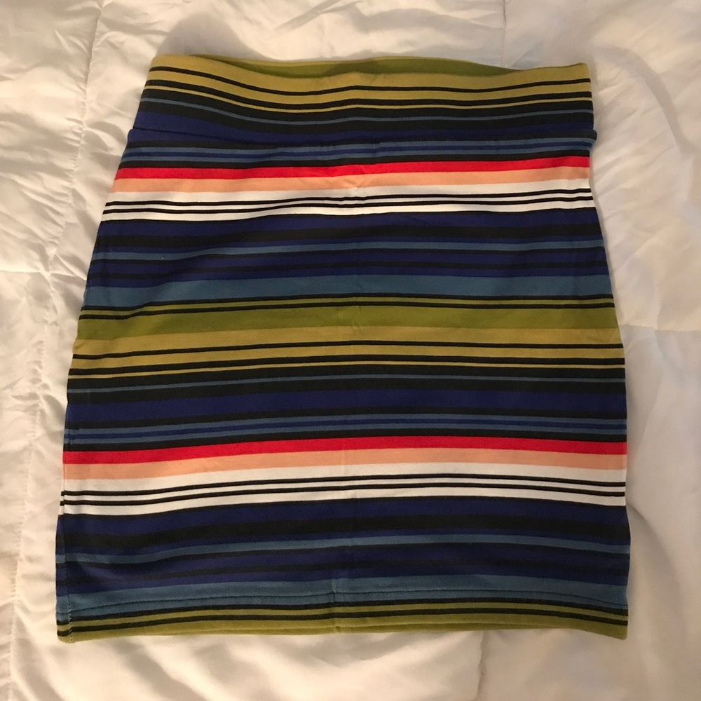 Stretchy striped, multicolored mini skirt