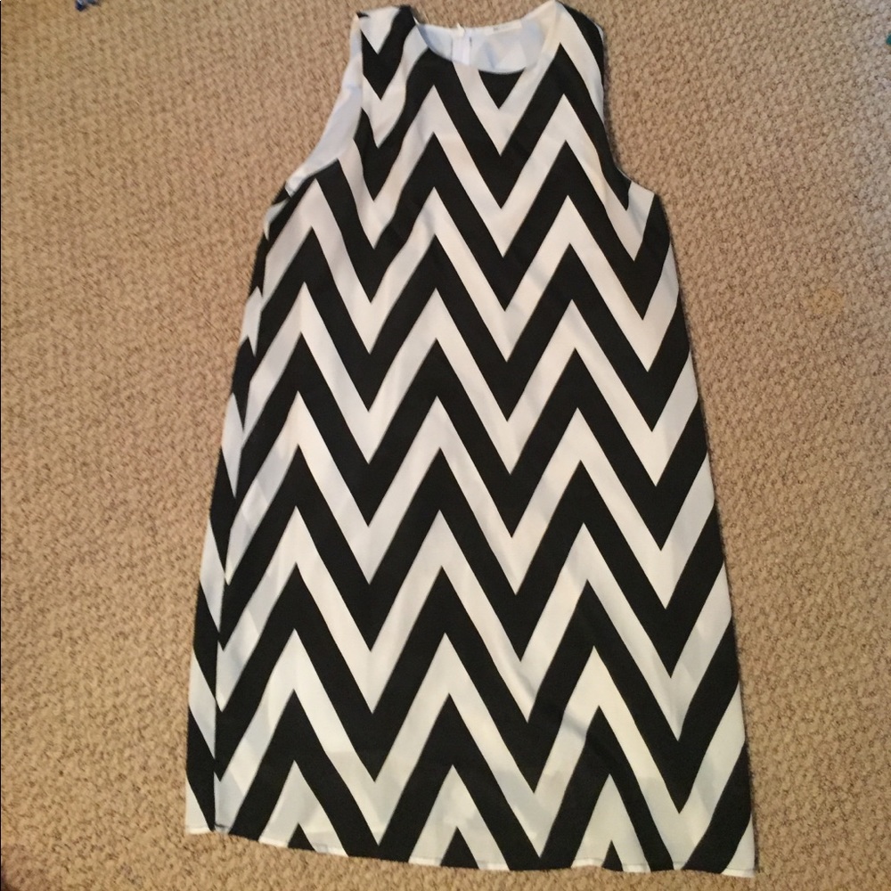 Black and white chevron dress
