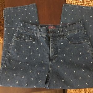 NYDJ, size 4, crop anchor print jeans
