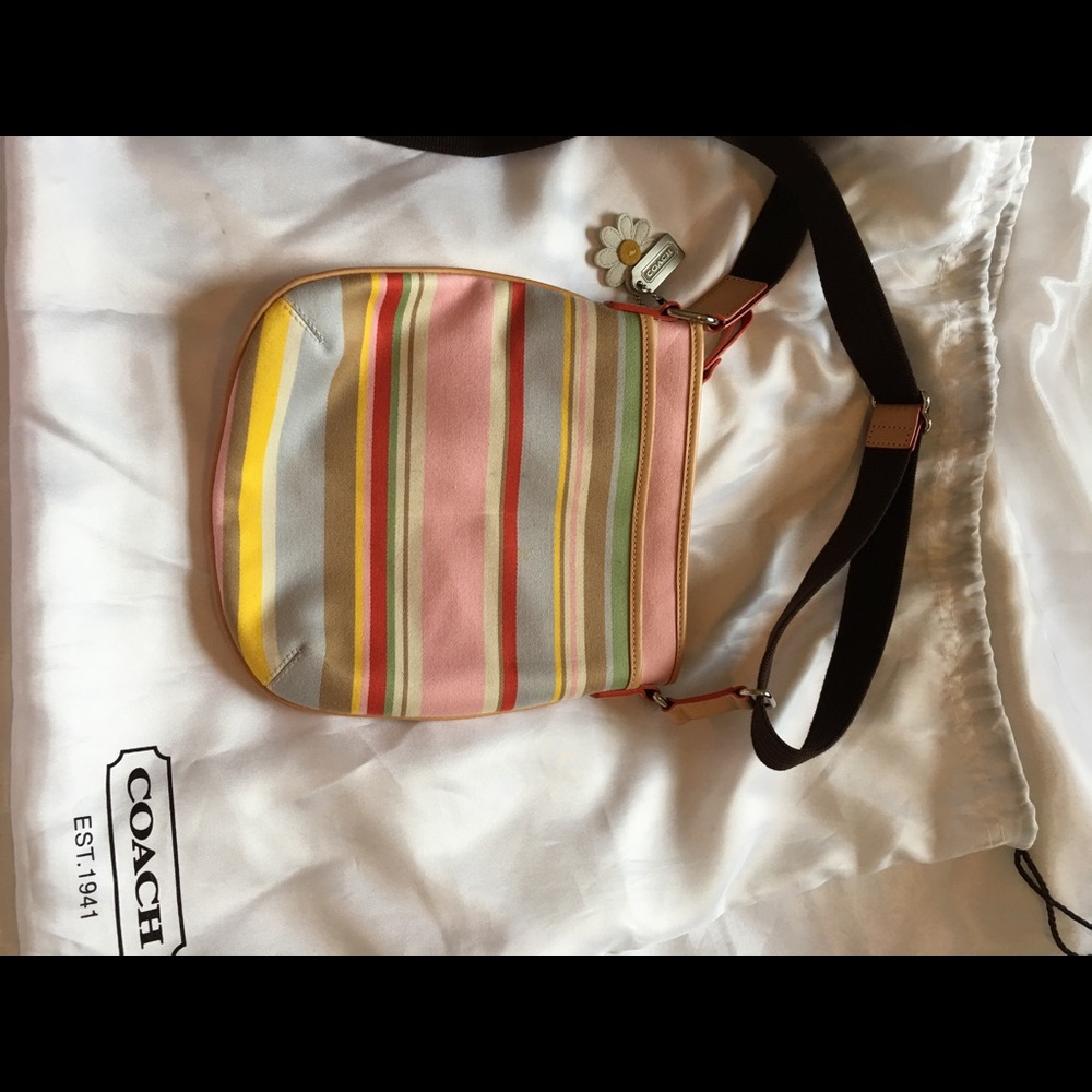 Coach candy striped canvas daisy bag