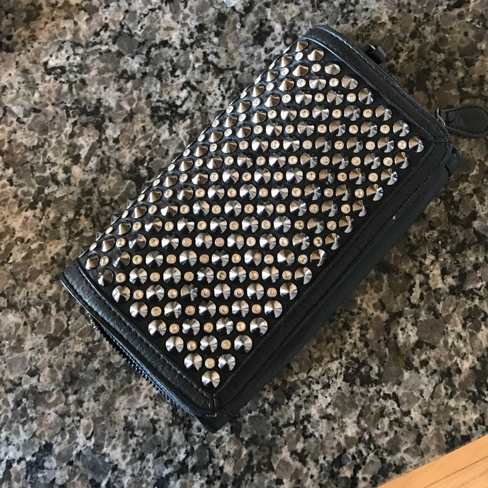Studded black clutch