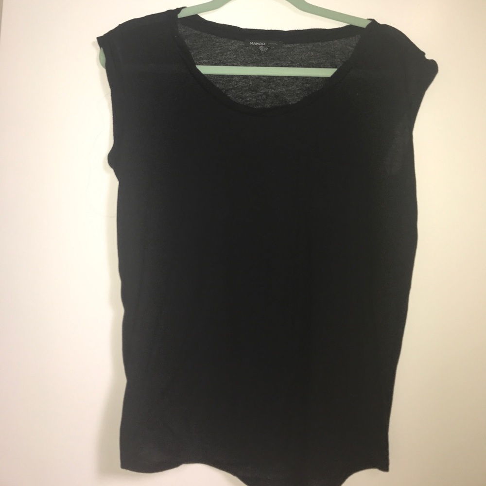 Mango semi sheer black muscle tee short sleeve top