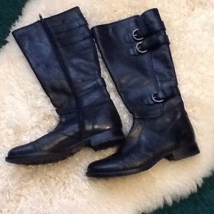 Born black leather tall boots