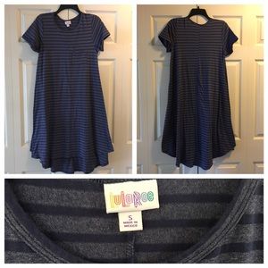 LulaRoe Carly  Dress Blue Stripe Size Small