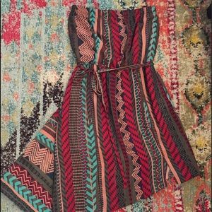 Printed tube top maxi dress with slit