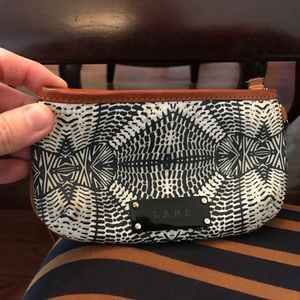 L.A.M.B. Crossbody navy, white, leather.