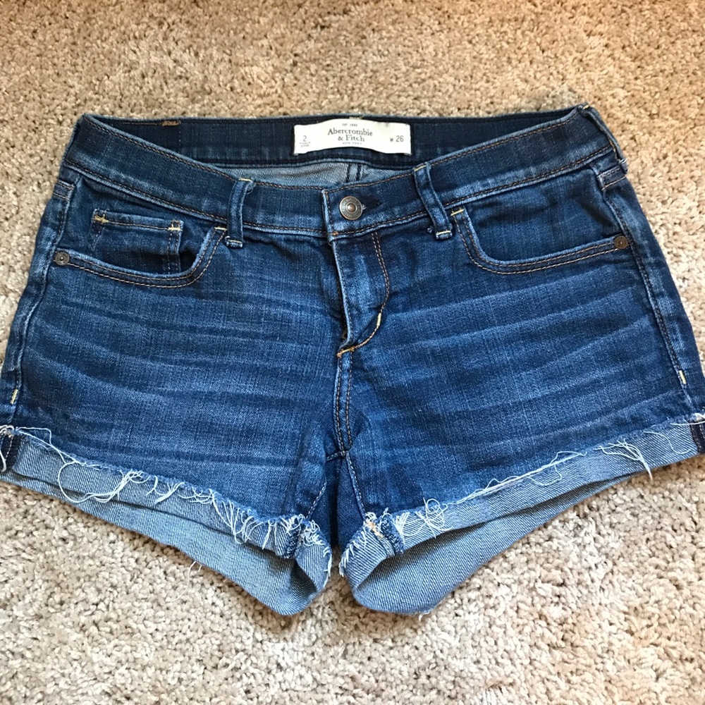 Abercrombie dark wash jean shorts
