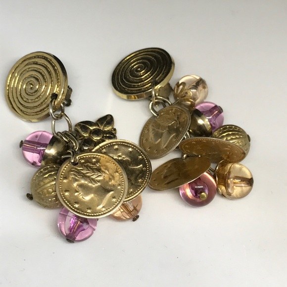 Vintage Jewelry - Vintage coin glass bauble clip earrings Vintage Jewelry - Vintage coin glass bauble clip earrings
