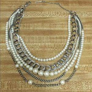 Kenneth Cole pearl & metal layered necklace.