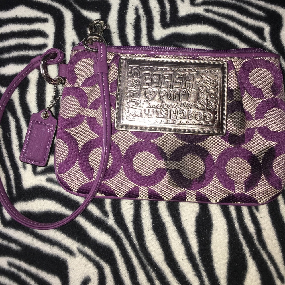 Coach poppy purple wristlet