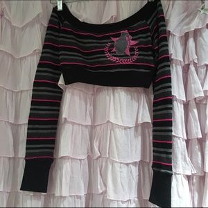 Vintage 90s punk long sleeve striped crop sweater