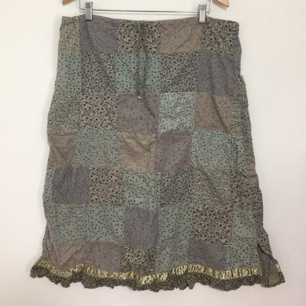 Size Small Blue Sky 100% cotton patchwork skirt