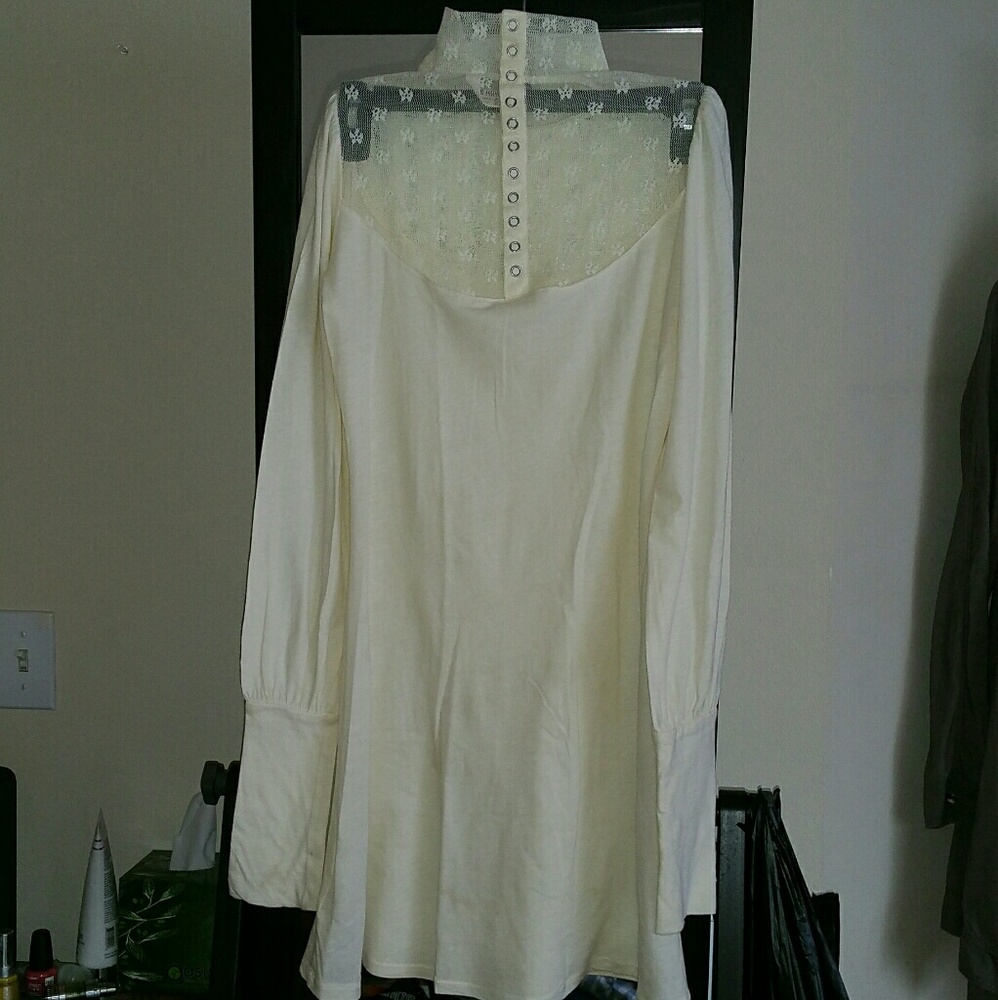 Cream long sleeve tunic dress