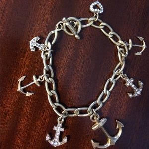 Swarovski crystal nautical anchor charm bracelet
