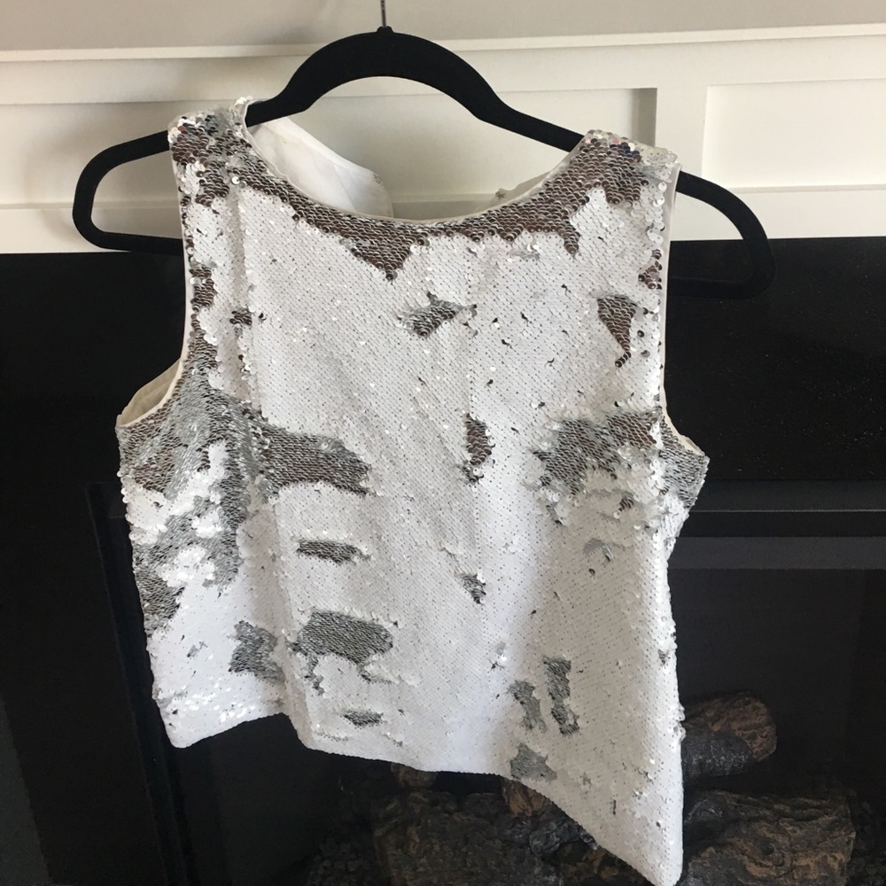 Vince Camuto sparkle top. White or silver sparkles