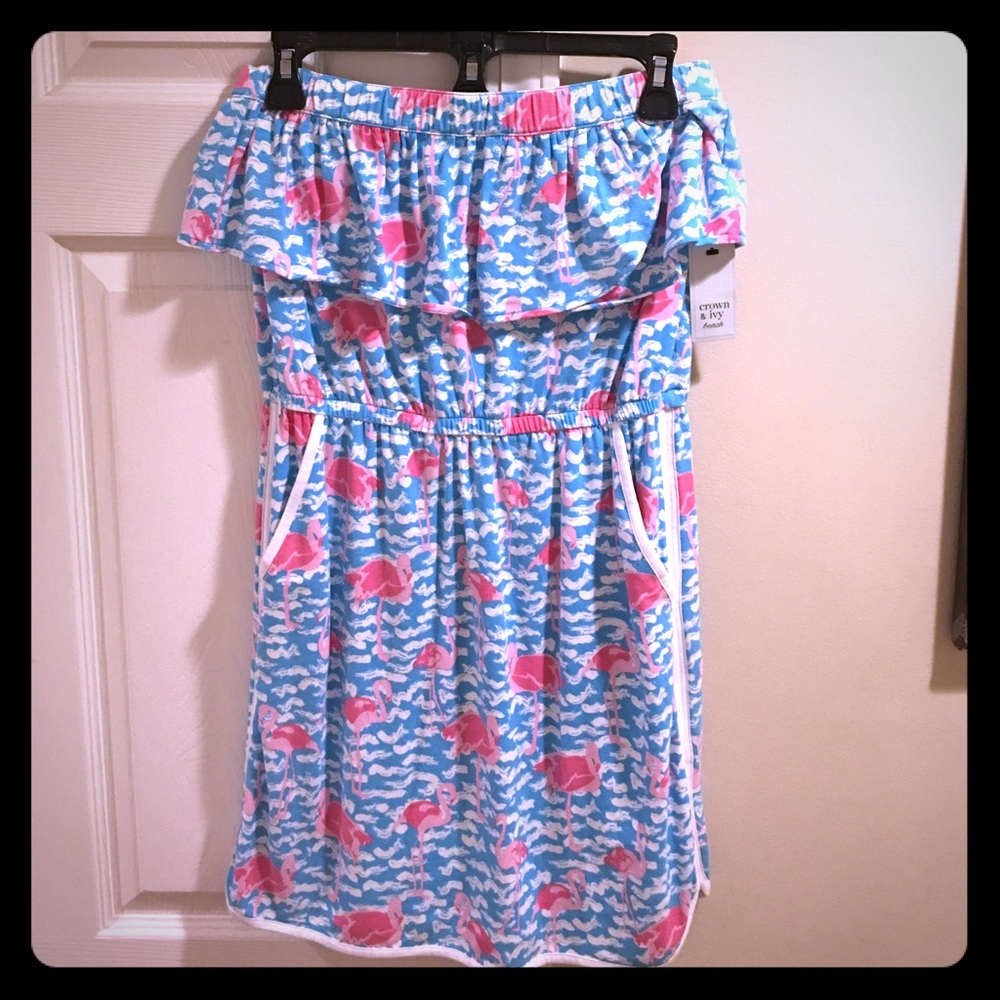 NWT flamingo strapless dress.