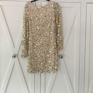 Aidan Mattox gold sequin dress size 4