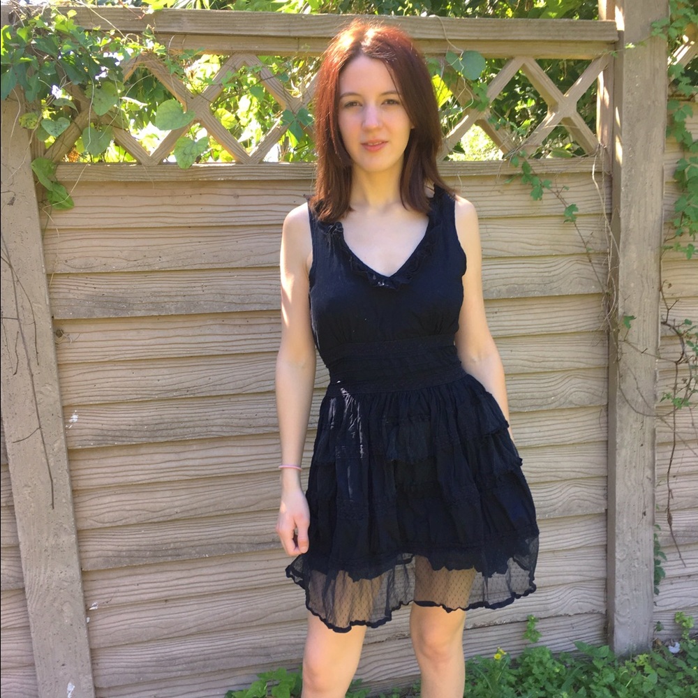 Forever 21 Ruffled Lace Dress, Navy