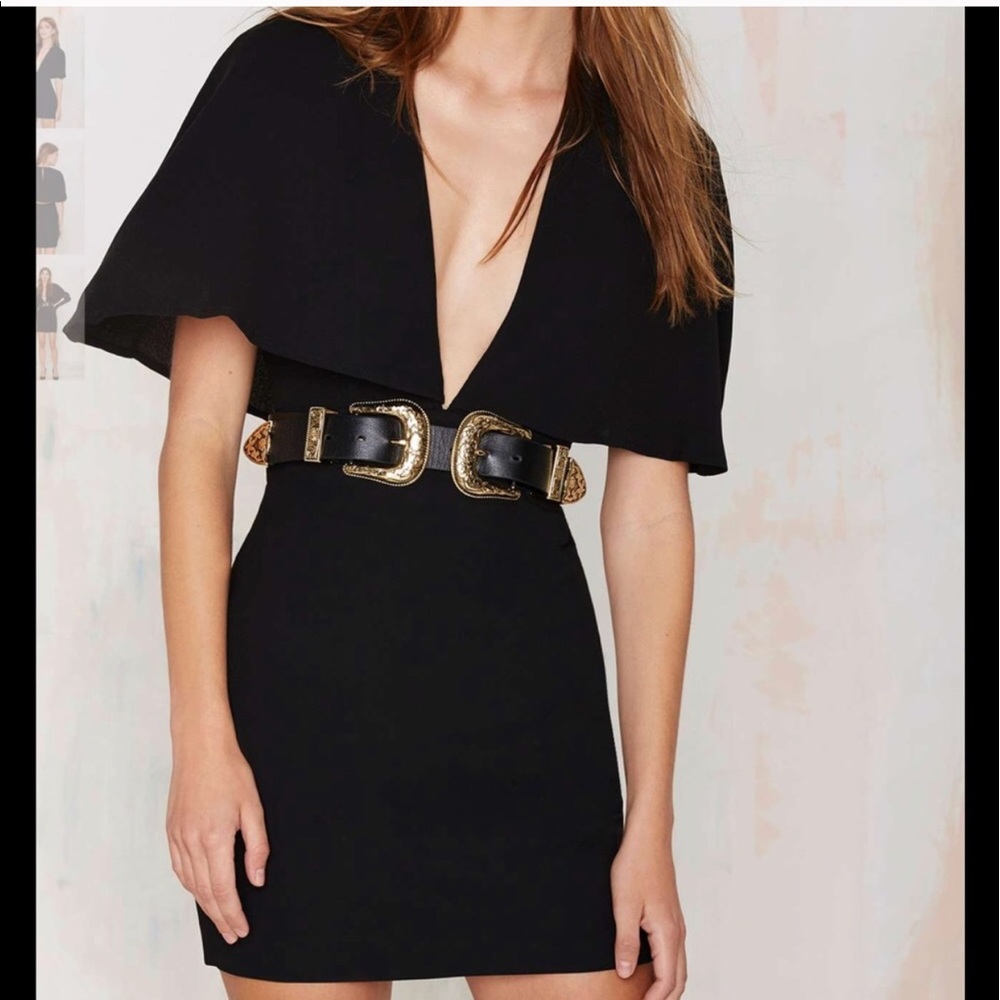 Nastygal Black cape mini dress