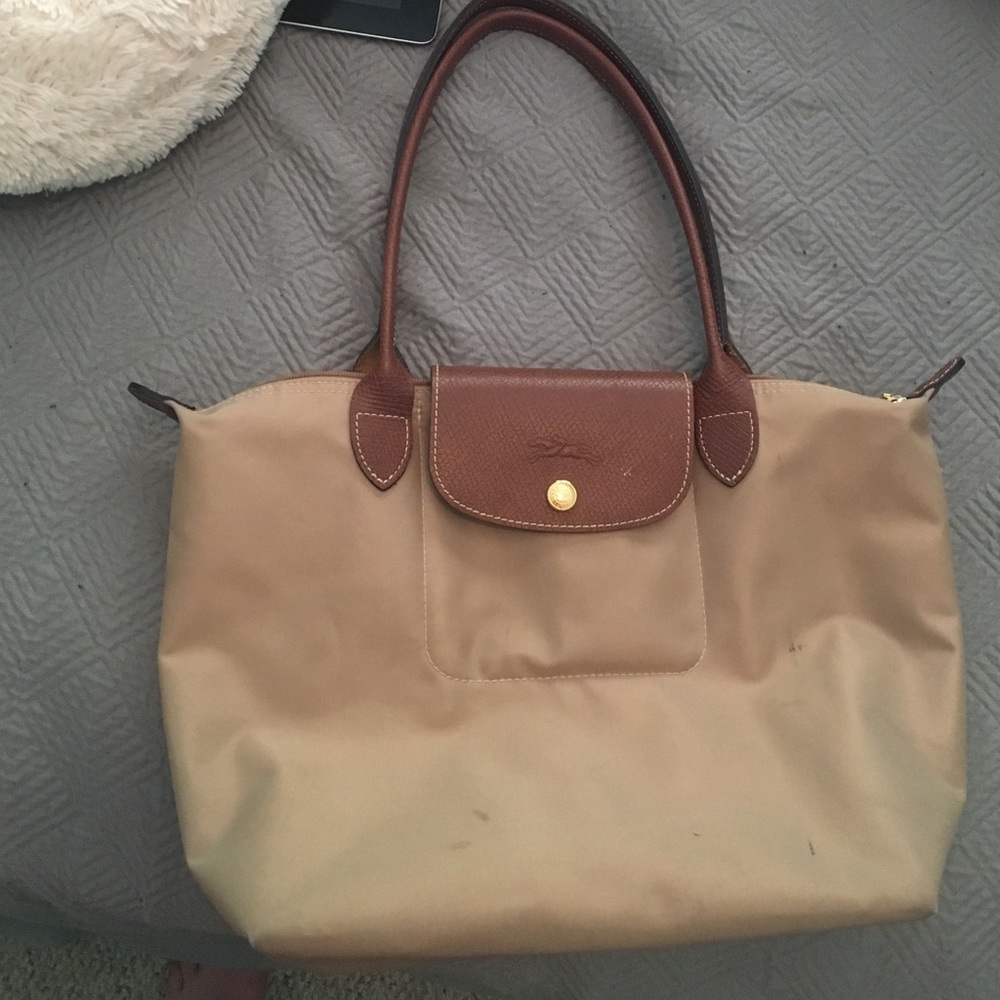 Long Champ Le Pliage Tote in Beige