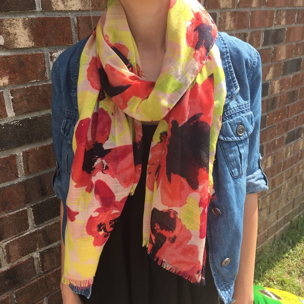 Loft Floral Red and Yellow Scarf