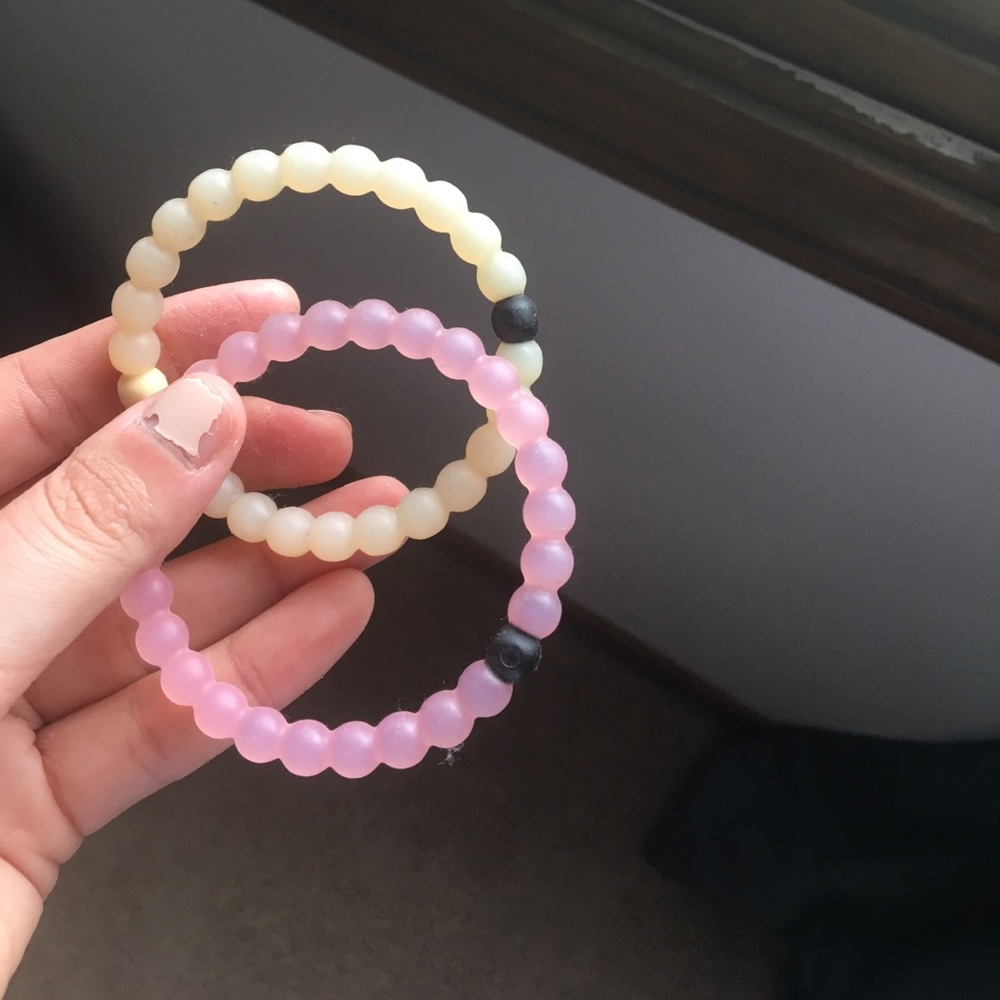 Pink + clear Lokai bracelets 💕