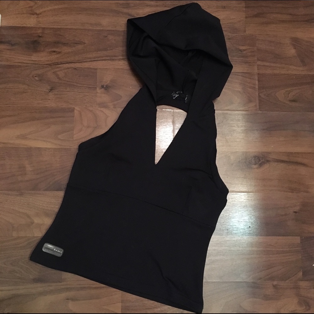 Vintage 90s black low-back halter top hoodie