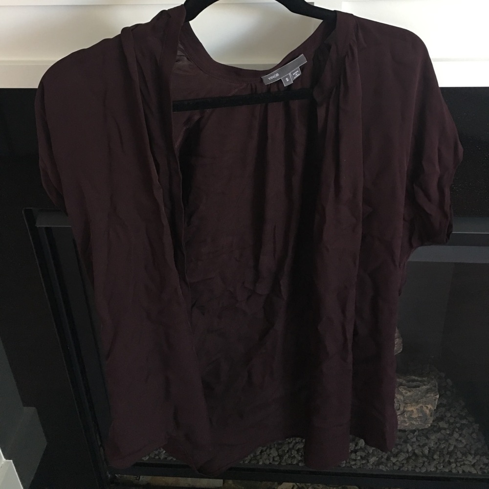 Vince maroon shirt sleeve blouse
