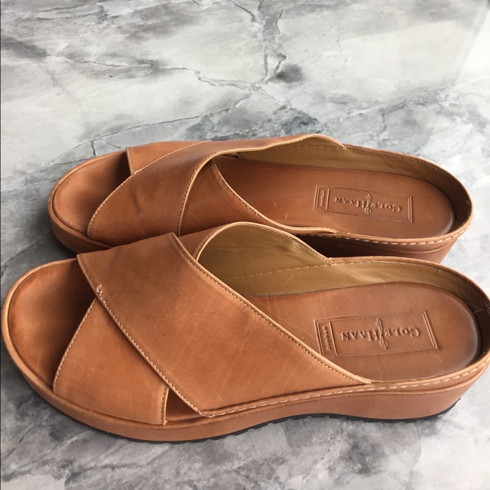 Gently worn Cole Haan leather platform sandals. 7B