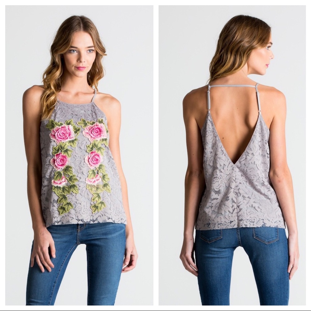 Sexy roses lace tank blouse