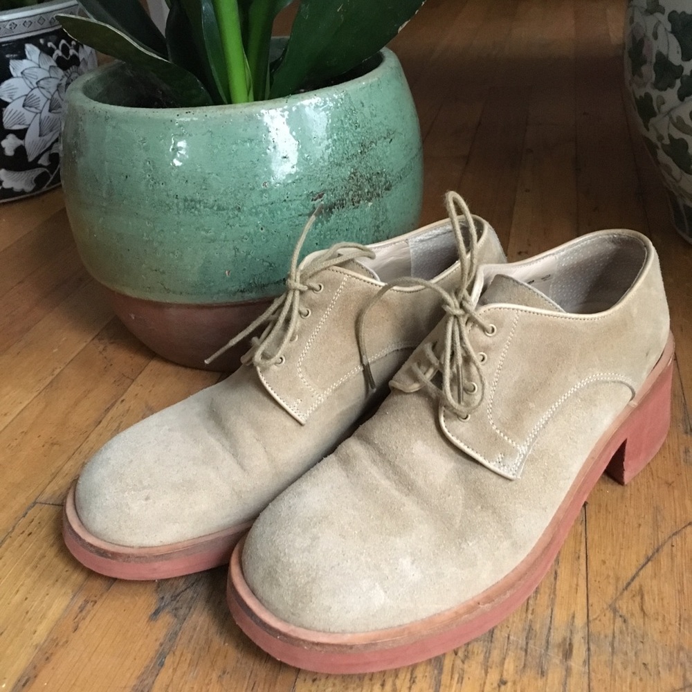 Vintage chunky suede oxford pumps