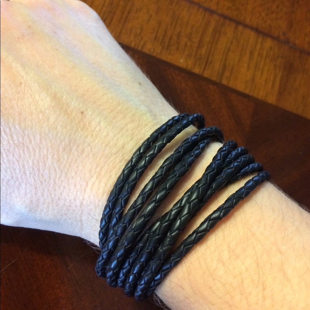 Leather black braided magnetic bracelets