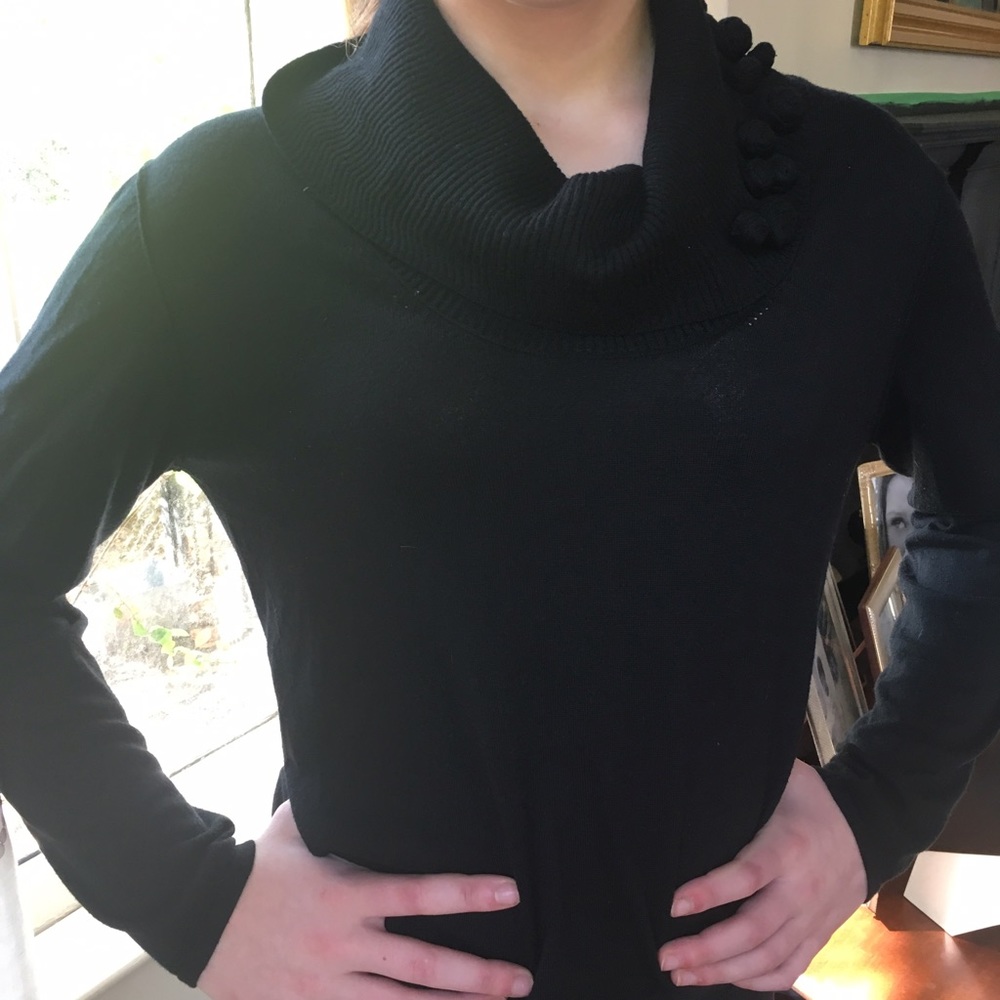 Dikton's Black Silk & Cashmere Cowl Neck Sweater
