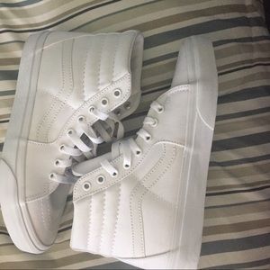 All White Hi Top Vans