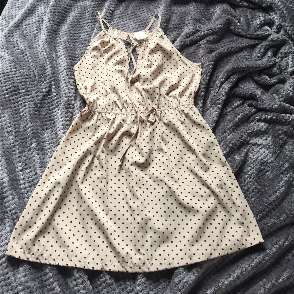 Last chance-donating Nude and black polka dotdress