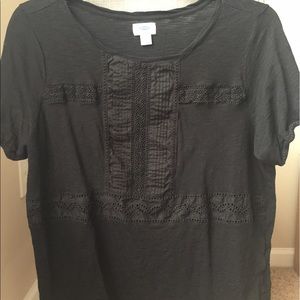 Black embroidered tee