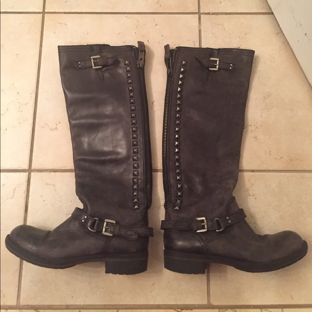 Distressed black Steve Madden studded boots size 6