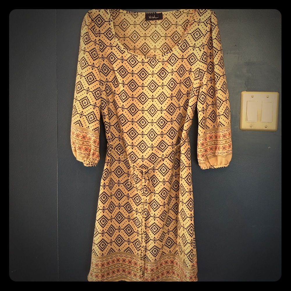 Wish Tan Printed Shift Dress