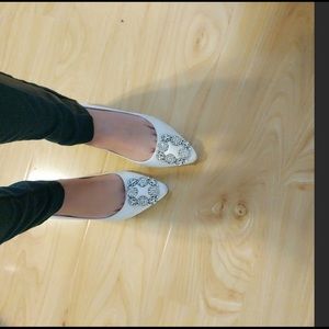 Manolo Blahnik style White Flats